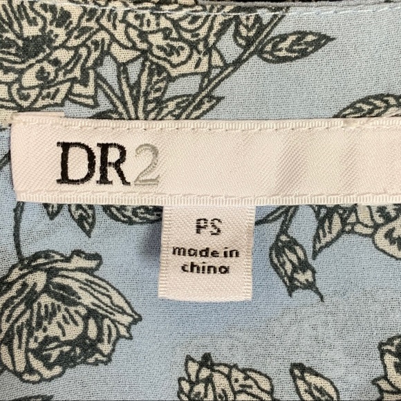 DR2 Daniel Rainn Blue Two Tone Boho Floral Blouse Top Size Small - Picture 7 of 9